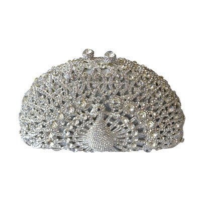 Crystal white peacock clutch