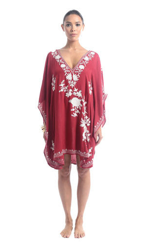 Short Bordeaux kaftan