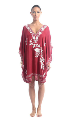 Short Bordeaux kaftan