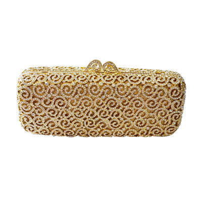 Crystal gold&white clutch