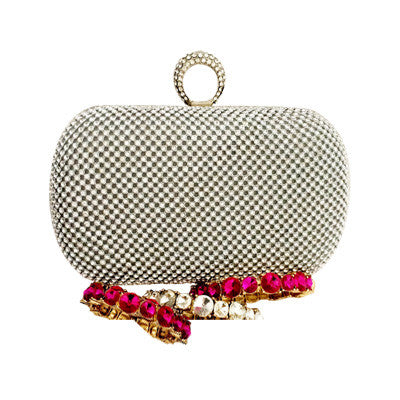 Silver crystal clutch